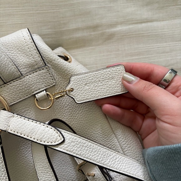 Coach White Pebbled Leather Backpack with Gold Hardware - Picture 3 of 11